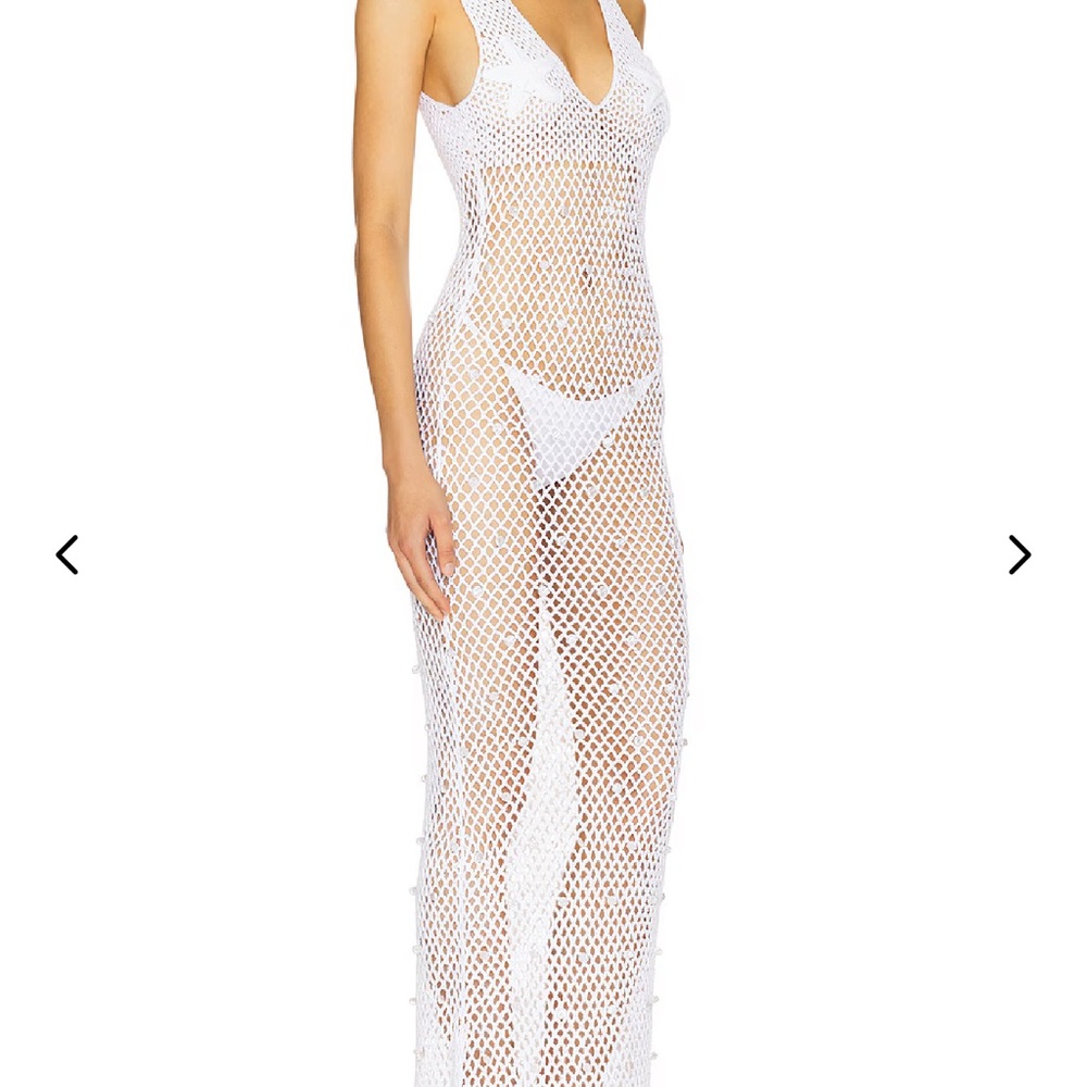 White Mesh Maxi cover up